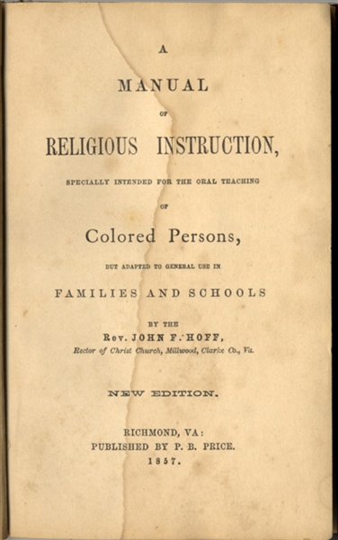A Manual of Religious Instruction...for the Oral Teaching of Colored Persons