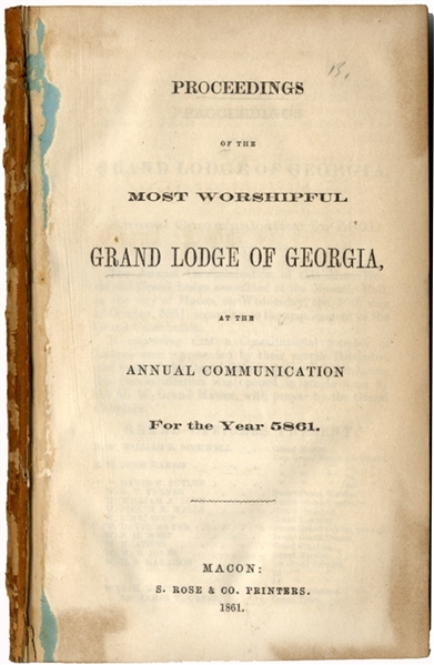 Confederate Masonic Imprint Printed in Macon, Georgia