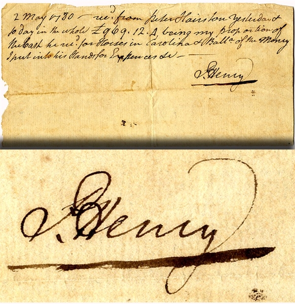 War-Date Patrick Henry Autograph Document Signed