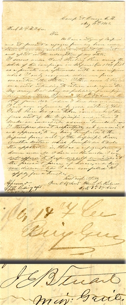 Missiouri Soldier Begs to be Transferred Back West and His Request is Granted and Signed by Generals JEB Stuart, Fitzhugh Lee and Richard Beale