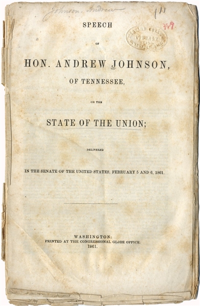 Tennesseen Andrew Johnson Defends the Union in 1861