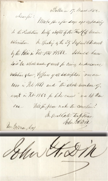 General John Dix Autograph Letter Signed 