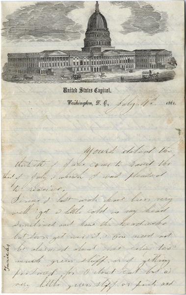 Washington D. C. July Fourth 1861: Lincoln's Troop Review; Seeing Hamlin, Sumner, Johnson of Tenn. & Witnessing The Election of The Speaker of The House.