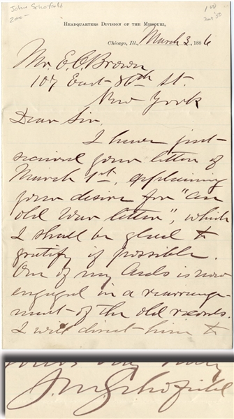 General Schofield Writes of an ‘Old War Letter’