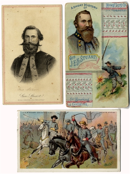 Collection of JEB Stuart CDV and cartoon cards (3)