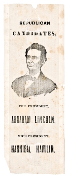 1860 Abraham Lincoln & Hannibal Hamlin Campaign Silk