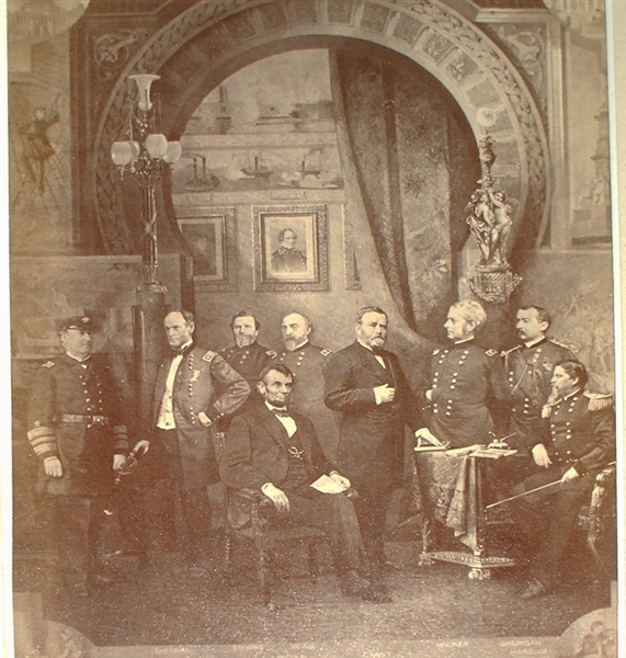 LINCOLN WITH “UNION COMMANDERS” CIRCA 1864 CABINET PHOTO
