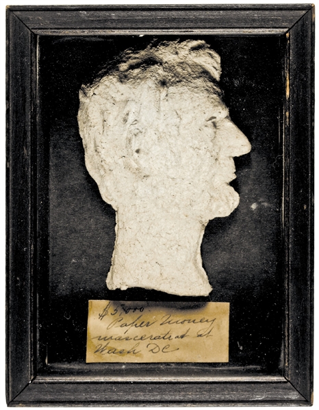 Abraham Lincoln “Macerated Currency” Portrait Display Huge 5.5” Tall Bust Housed In Its Original Shadow Box