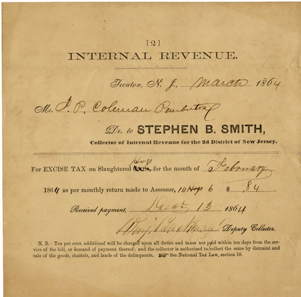 1864 Internal Revenue Document
