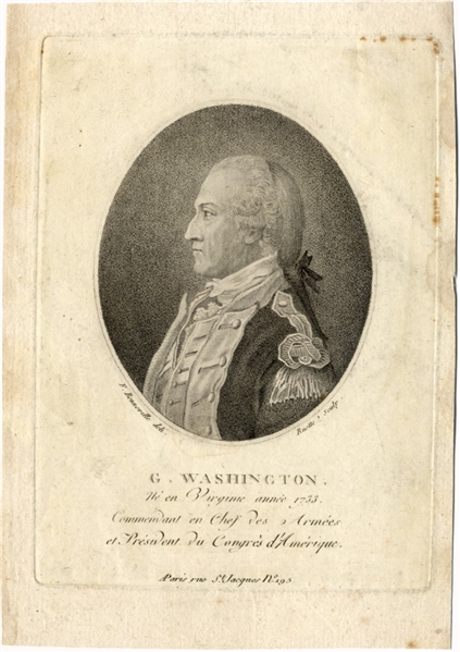 Important Engraving of George Washingtona During His Presidency of the Constitutional Congress, 1787