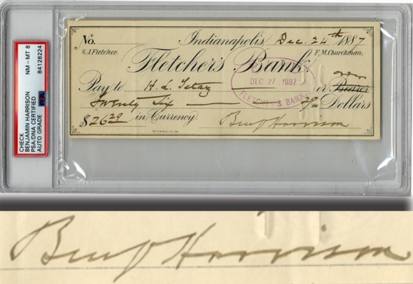 President Benjamin Harrison Signed Check