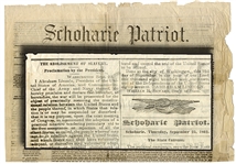 Preliminary Emancipation Proclamation Printing in Newspaper