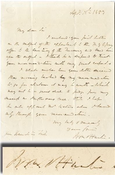 Robert Hunter Autograph letter
