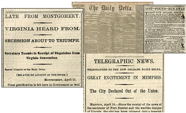 The Confederate Daily Delta New Orleans Newspaper From Runaway Slave Ads To Virginia's Secession
