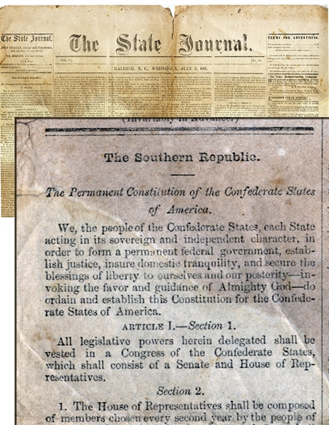 Confederate Constitution Printing in Newspaper