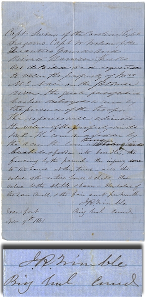 War-date General Isaac Ridgeway Trimble Autograph Letter Signed