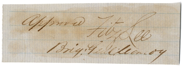 War-Date General Fitzhugh Lee Autograph