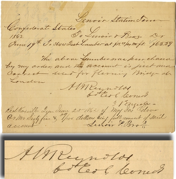 General Alexander Welch Reynolds Autograph Document Signed