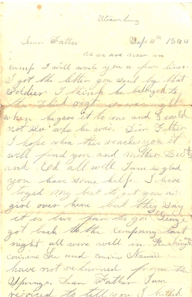 Soldier’s Letter from  43rd Battalion, Virginia Cavalry - Moseby's Rangers