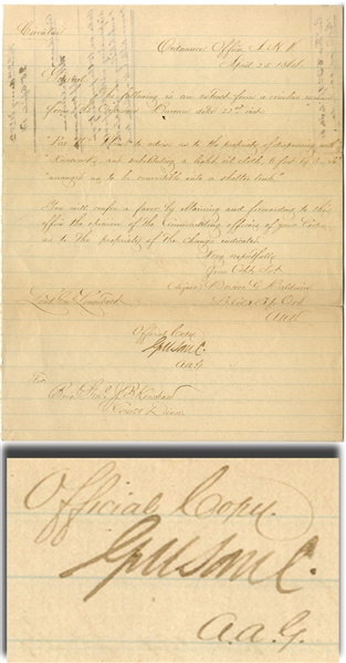 Letter to General James Longstreet Signed by General Moxley Sorrel