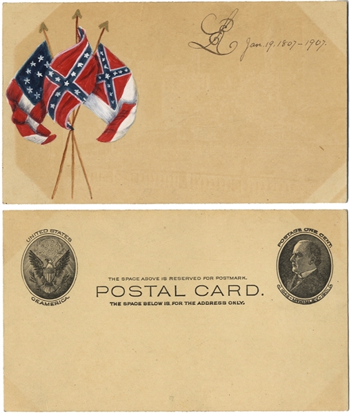 Confederate/Robert E. Lee Memorial Watercolor Painted Postcard