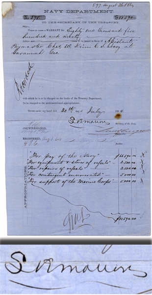 Secretary of the Confederate Navy Releases Funds for the Pay of Confederate Sailors