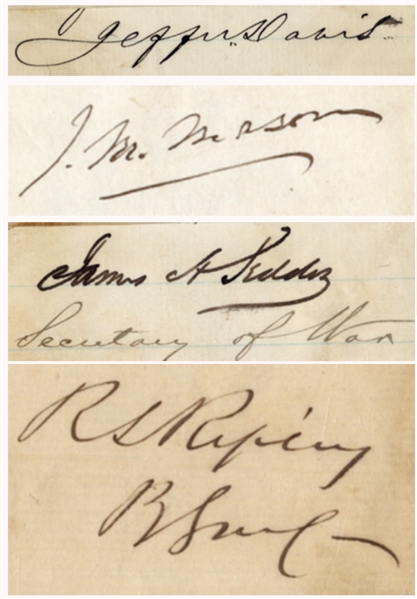 Four Clipped Autographs of Confederate High Commanders