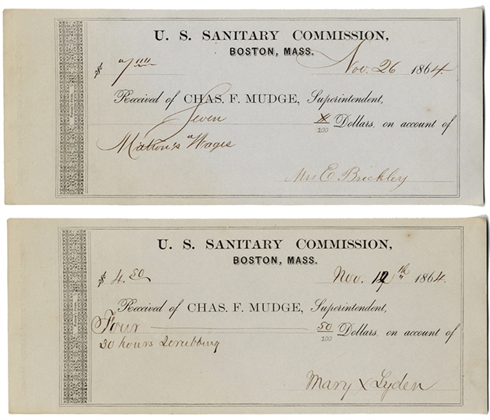 Two U.S. Sanitary Commission Receipts