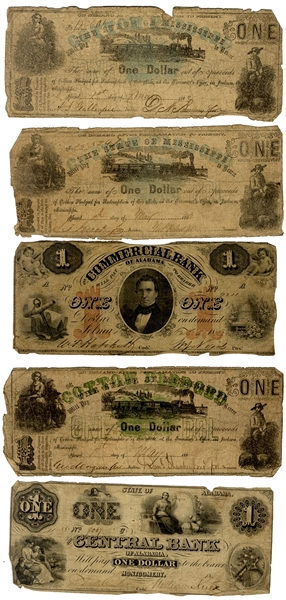 Another Group of FIVE Confederate Notes