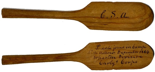 Wooden Paddle Found In Wharton's Virginia Cavalry Camp.