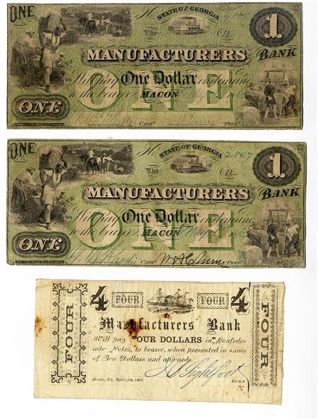 A Group of THREE Macon War-Date Bills