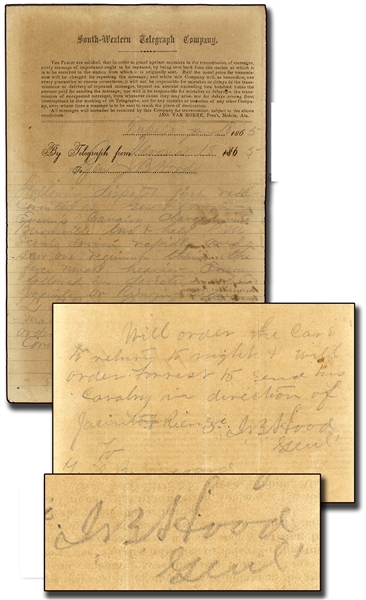 Telegram Issued by General N.B. Forrest With General J.B. Hood’s Written Response