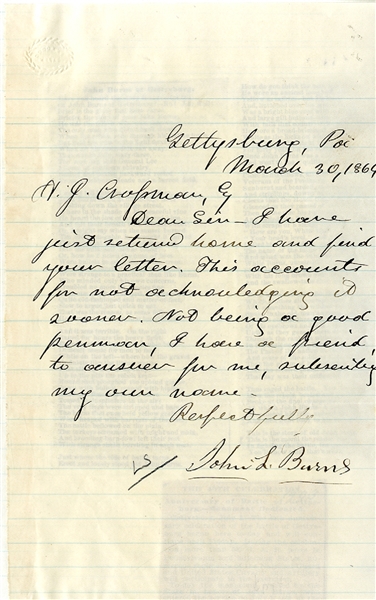 John Burns Signed Letter