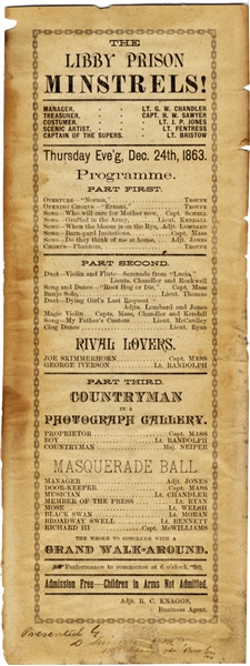 The Libby Prison Minstrels Playbill Christmas Eve 1863