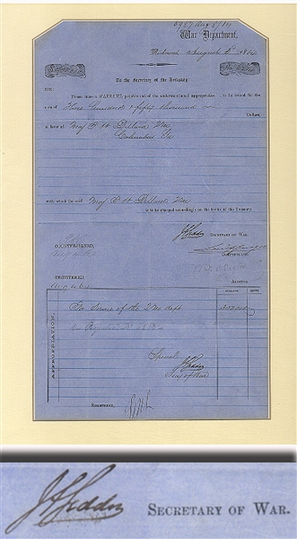 Confederate Document Signed by James Seddon