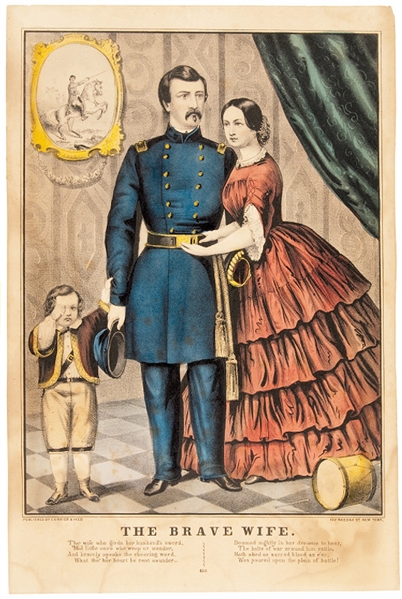 1861 Civil War Currier + Ives Handcolored Lithograph, General McClellan + Family