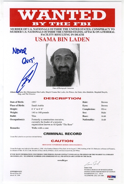 Signed Items By The Shooter of Osama bin Laden