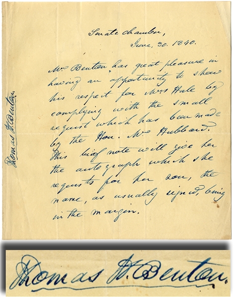Thomas H. Benton Letter as Senator