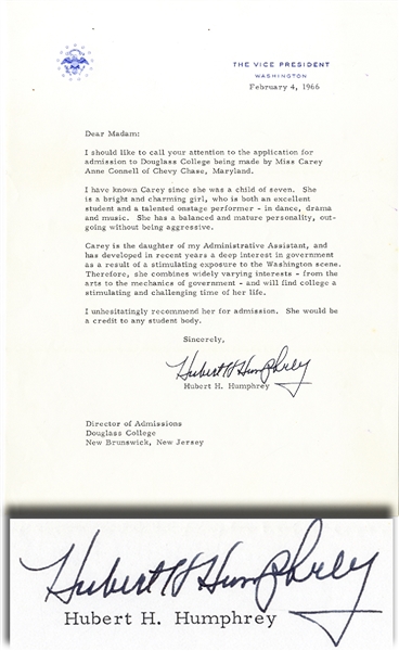 Typed Letter Signed by Hubert Humphrey
