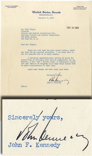 John F. Kennedy Typed Letter Signed 
