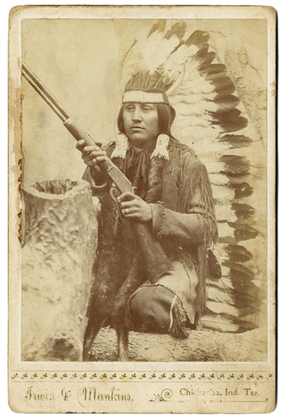 Cabinet Photograph of Comanche Warrior White Wolf, by Irwin