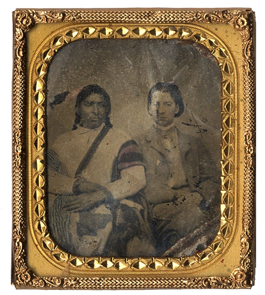 Rare Tintype of Native American and White Man