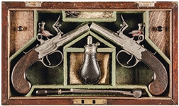 Revolutionary War Period, Pair of English Flintlock Box-Lock Pistols