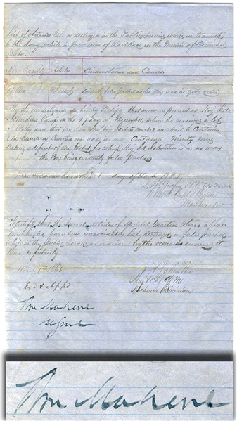 General Mahone War-date Signed Document 