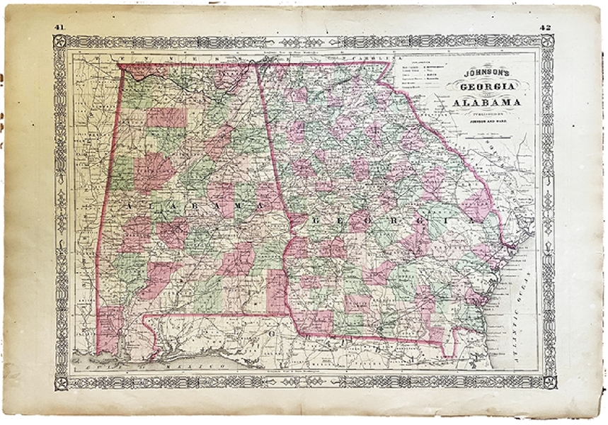 1863 Map of Georgia and Alabama 