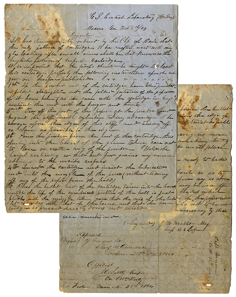 Rare Letter from the Confederate Gun Trial Laboratory  