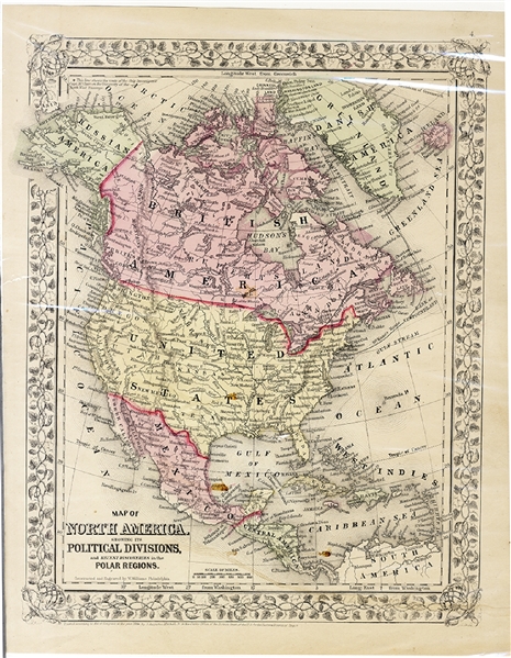 1866 Political Map of North America 