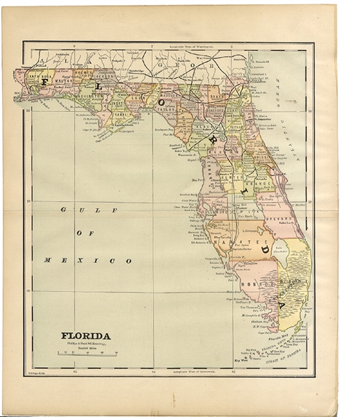 1883 Map of Florida 