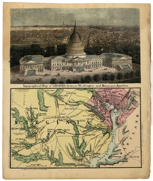 Tinted Illustrated topographical map and view of the US Capitol by Magnus 