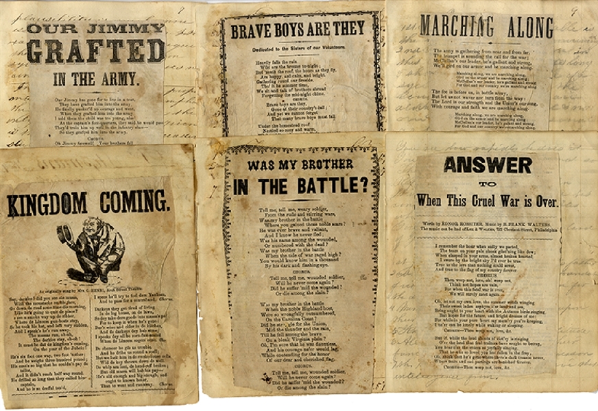 Six Civil War Period Music Sheets 